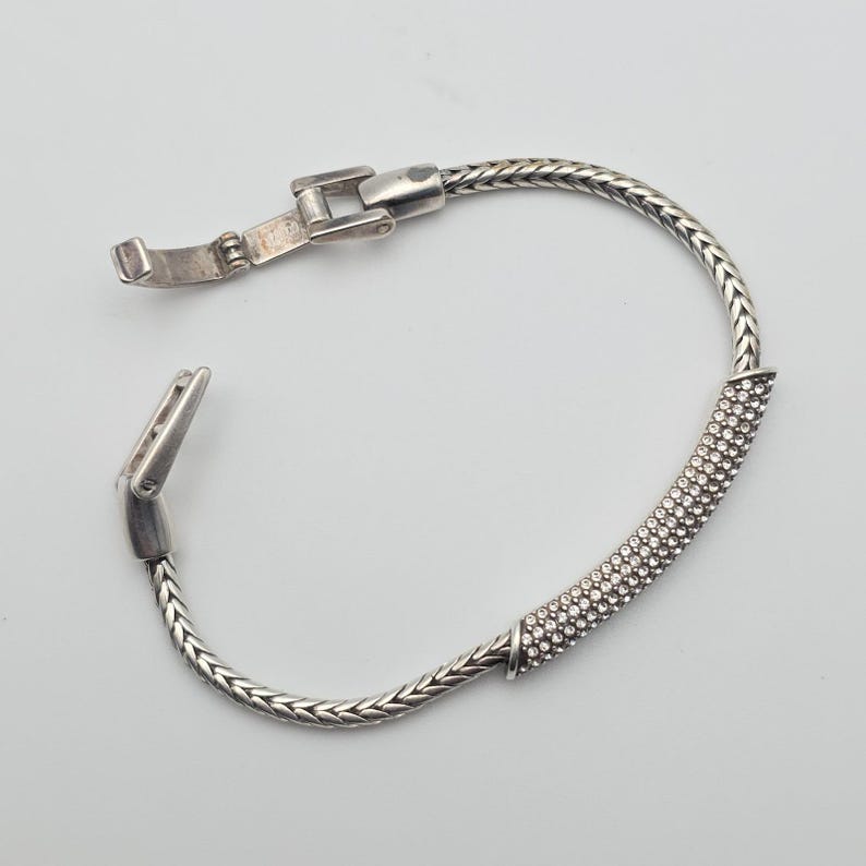 BRIGHTON 'Meridian Blaze' Bracelet Pavé Crystals Silver Plate Wheat Chain 7" image 4