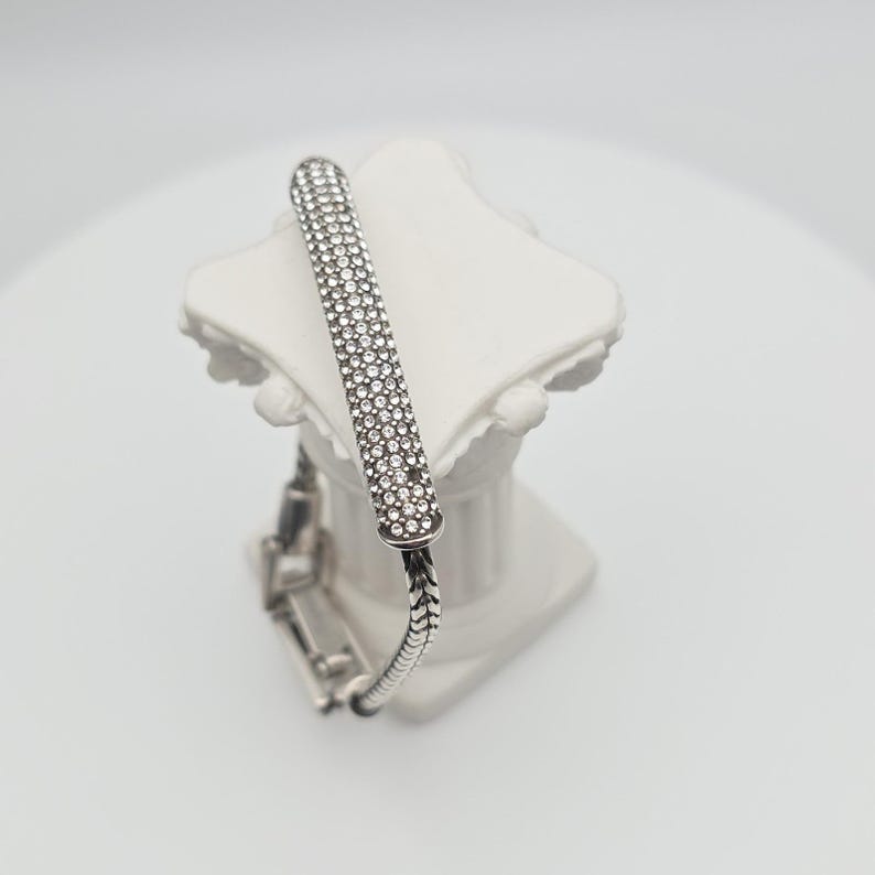 BRIGHTON 'Meridian Blaze' Bracelet Pavé Crystals Silver Plate Wheat Chain 7" image 8