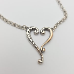 BRIGHTON 'Adore Me Heart' Necklace Open Heart Scrollwork Silver Plate 18" image 1