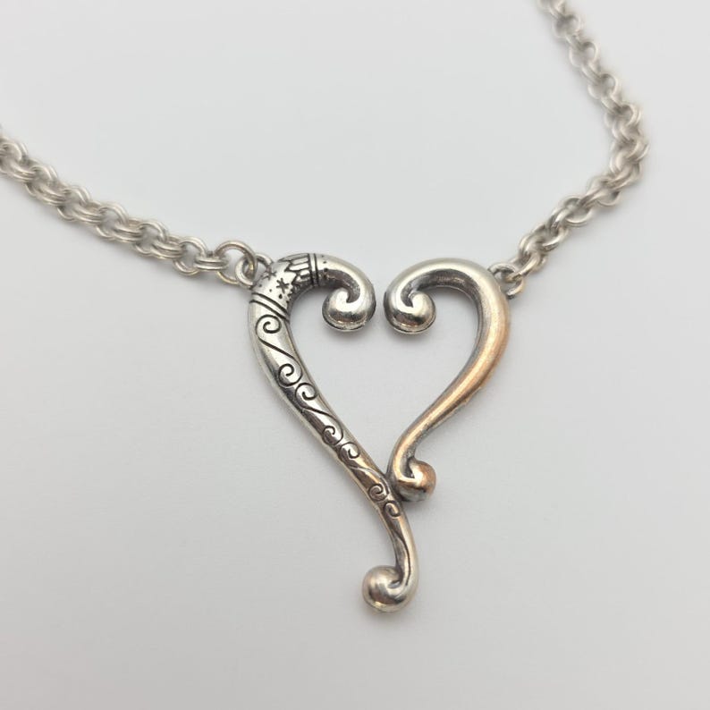 BRIGHTON 'Adore Me Heart' Necklace Open Heart Scrollwork Silver Plate 18" image 1