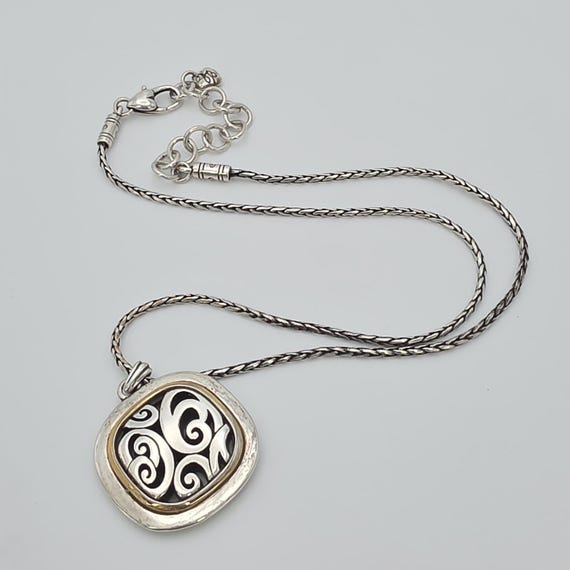 BRIGHTON 'Spin Master' Necklace Reversible Scrollwork Gold & Silver Plate 18"