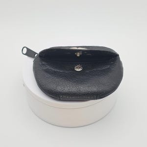 Portamonete vintage BRIGHTON in pelle nera con piccola tasca esterna e divisore interno immagine 5