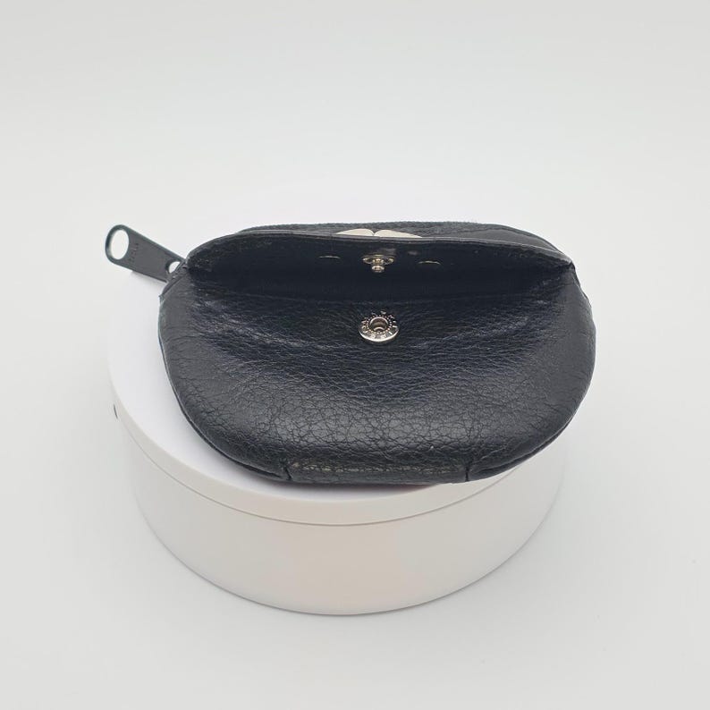 Portamonete vintage BRIGHTON in pelle nera con piccola tasca esterna e divisore interno immagine 5