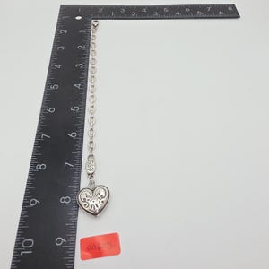 BRIGHTON Love Heart Charm Bracelet Scrollwork Silver Plate 6.5" FREE HIPPING!! image 8