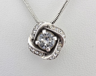 BRIGHTON 'Eternity Knot' Necklace SWAROVSKI Crystal Reversible Silver Plate 20"