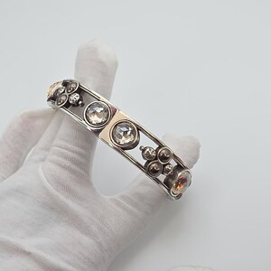 BRIGHTON 'Selene' Bangle Bracelet SWAROVSKI Crystal Studded Silver Plate 6.75" image 4