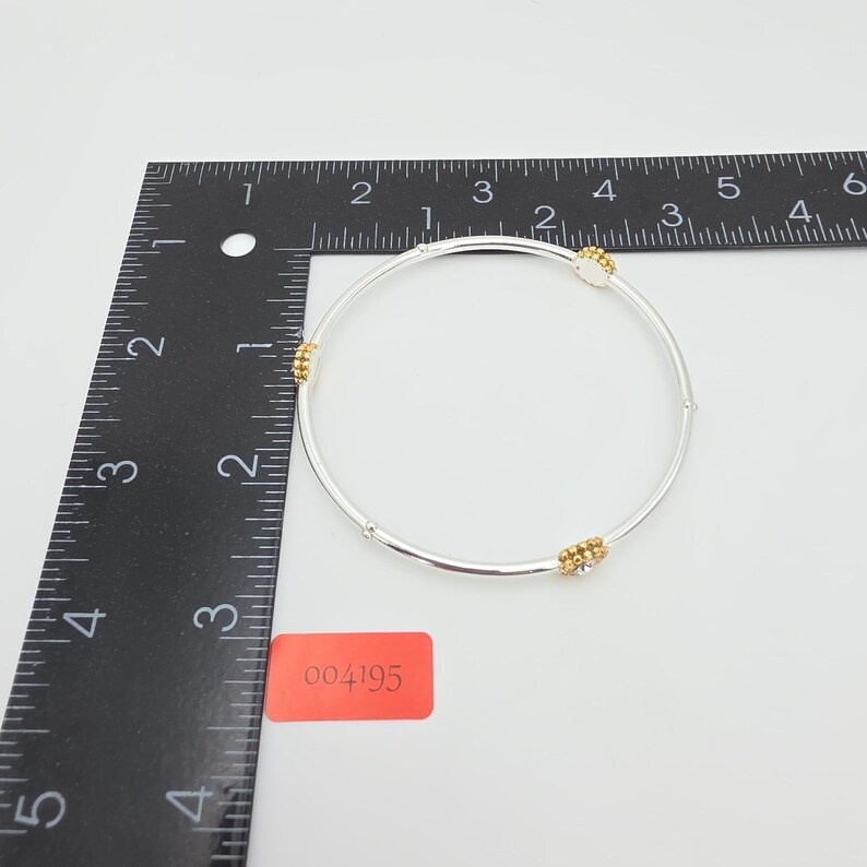 BRIGHTON 'Twinkle' Bangle Bracelet SWAROVSKI Crystals Gold & Silver Plate 8" image 9
