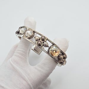 BRIGHTON 'Selene' Bangle Bracelet SWAROVSKI Crystal Studded Silver Plate 6.75" image 5