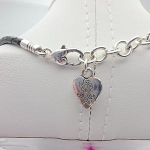 BRIGHTON "Ophelia Heart"-ketting geëtst verzilverd gevlochten leren koord 18" afbeelding 5