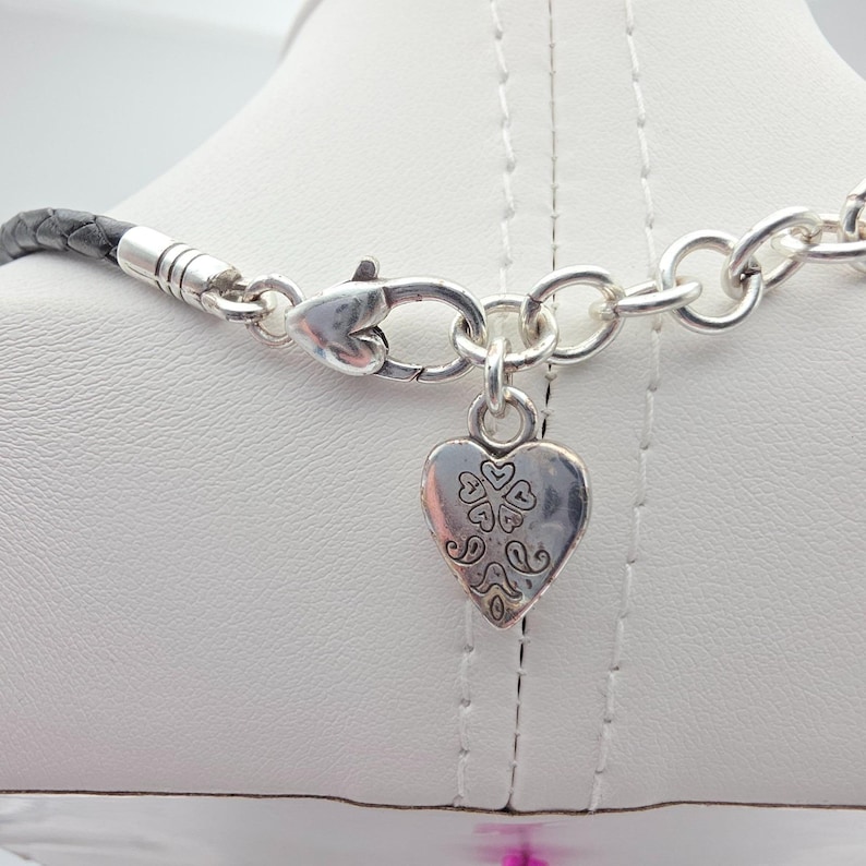 BRIGHTON "Ophelia Heart"-ketting geëtst verzilverd gevlochten leren koord 18" afbeelding 5