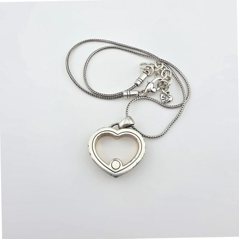 BRIGHTON 'Open Heart' Necklace Reversibe Crystal Accent Silver & Gold Plate 18" image 2