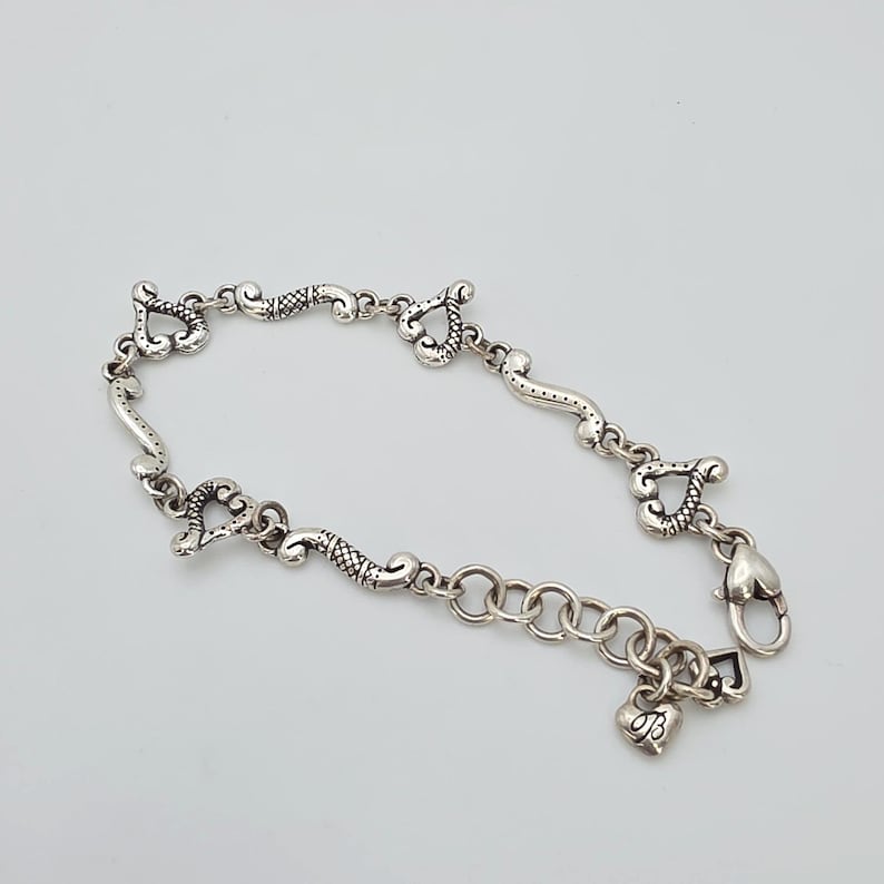 Pulsera BRIGHTON 'Tuscan' con eslabones de corazón grabados, baño de plata, 7,75 pulgadas. ¡ENVÍO GRATIS! imagen 1