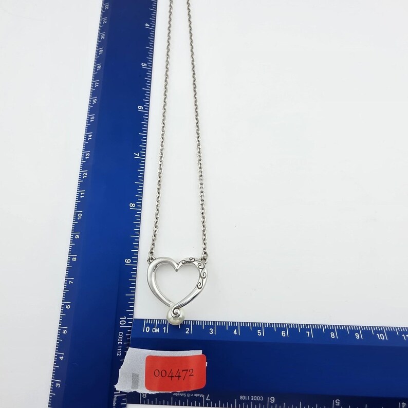 BRIGHTON 'Adorenme' Necklace Reversible Open Heart Faux Pearl Silver Plate 18" image 8