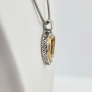BRIGHTON 'Open Heart' Necklace Reversibe Crystal Accent Silver & Gold Plate 18" image 3