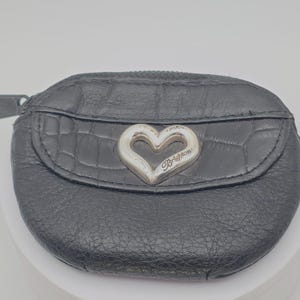 Portamonete vintage BRIGHTON in pelle nera con piccola tasca esterna e divisore interno immagine 1