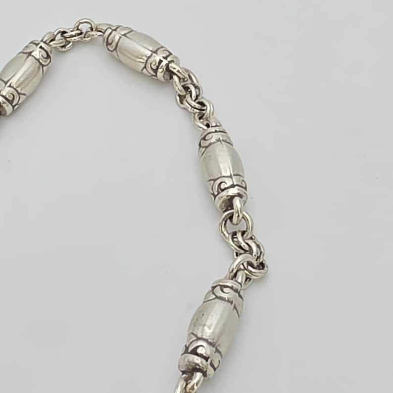 BRIGHTON 'Blaire Heart' Charm Bracelet Barrel Links Silver Plate 6.75" FREE HIP image 4