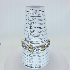BRIGHTON "Celestial Blue" Bracelet Silver & Gold Plate Link Icy Blue Crystal 8" image 4