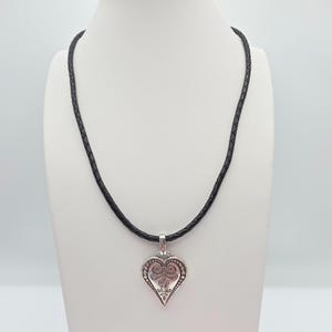 BRIGHTON "Ophelia Heart"-ketting geëtst verzilverd gevlochten leren koord 18" afbeelding 4