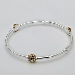 BRIGHTON 'Twinkle' Bangle Bracelet SWAROVSKI Crystals Gold & Silver Plate 8" image 3