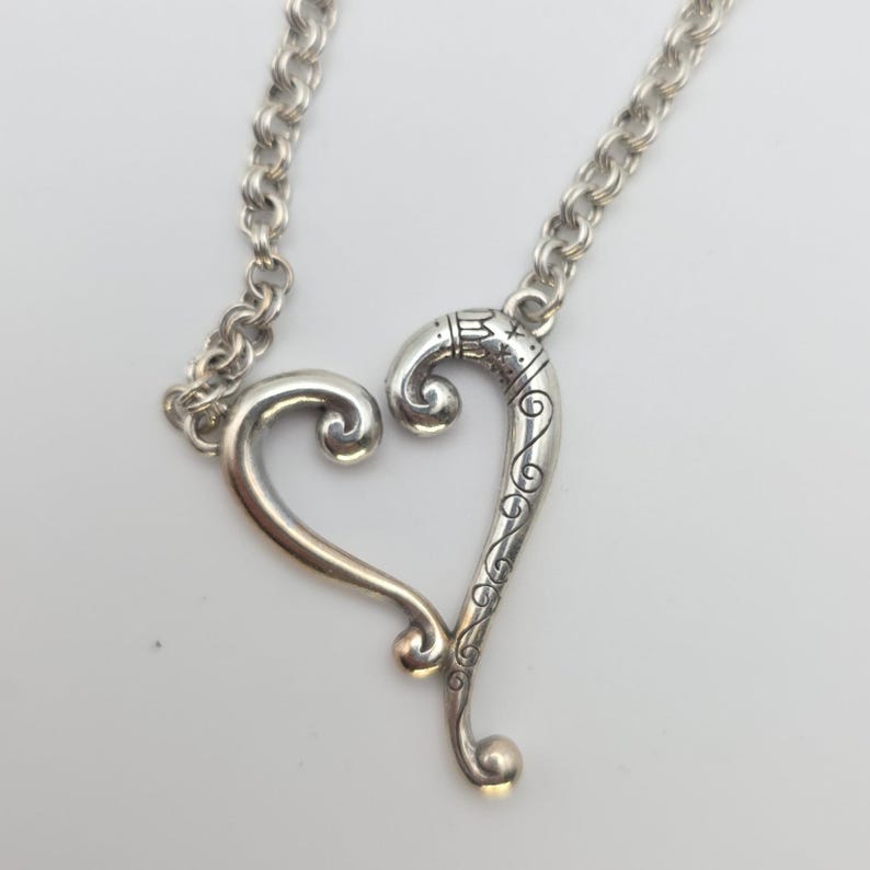 BRIGHTON 'Adore Me Heart' Necklace Open Heart Scrollwork Silver Plate 18" image 3