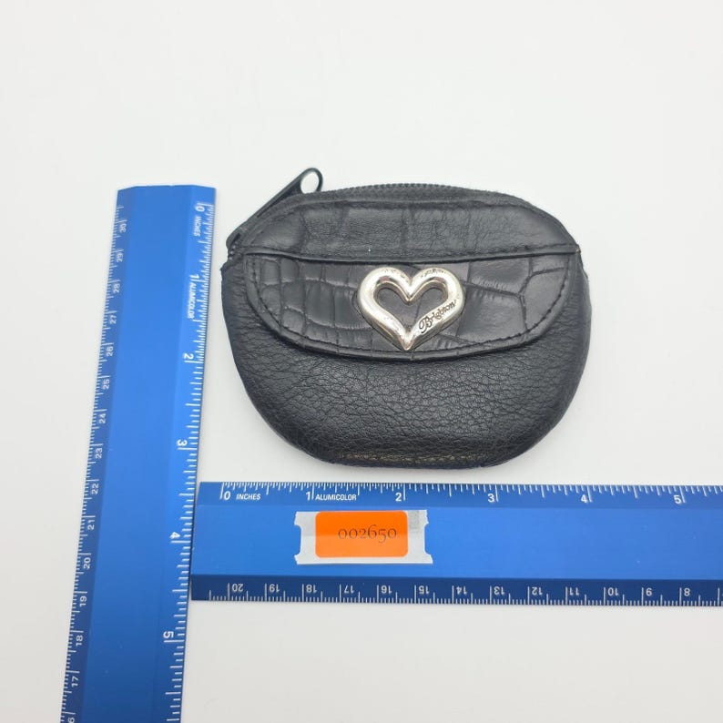 Portamonete vintage BRIGHTON in pelle nera con piccola tasca esterna e divisore interno immagine 6