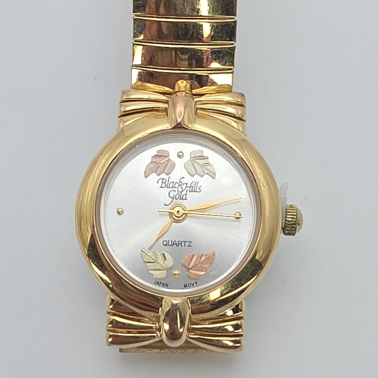 12k Black Hills Gold Watch Green‎ & Rose Gold Leaves Oranate Cuff Bracelet 6.75\