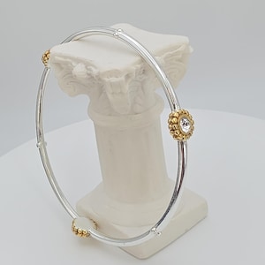 BRIGHTON 'Twinkle' Bangle Bracelet SWAROVSKI Crystals Gold & Silver Plate 8" image 6