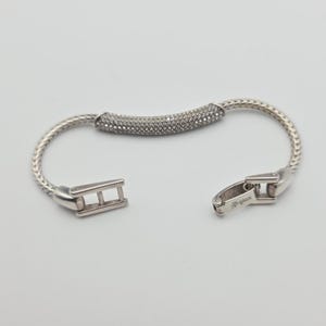 BRIGHTON 'Meridian Blaze' Bracelet Pavé Crystals Silver Plate Wheat Chain 7" image 5