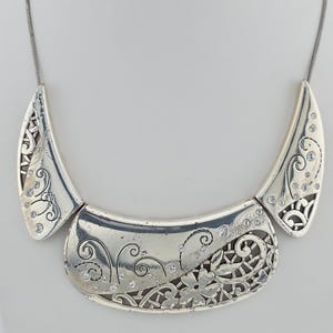 BRIGHTON "Flower Collar Statement" Necklace Crystal Accents Silver Plate 16" image 4