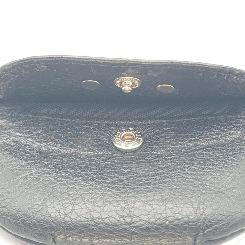 Portamonete vintage BRIGHTON in pelle nera con piccola tasca esterna e divisore interno immagine 3