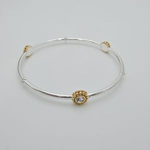 BRIGHTON 'Twinkle' Bangle Bracelet SWAROVSKI Crystals Gold & Silver Plate 8" image 7