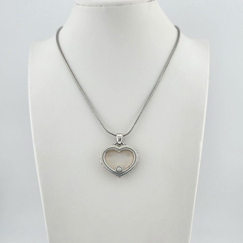 BRIGHTON 'Open Heart' Necklace Reversibe Crystal Accent Silver & Gold Plate 18" image 7