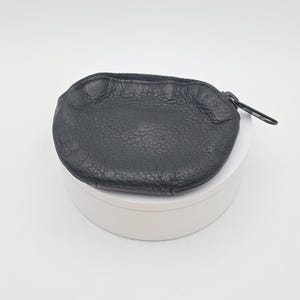 Portamonete vintage BRIGHTON in pelle nera con piccola tasca esterna e divisore interno immagine 4