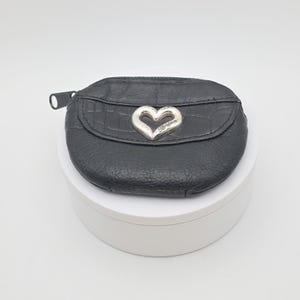 Portamonete vintage BRIGHTON in pelle nera con piccola tasca esterna e divisore interno immagine 2