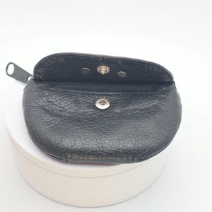 Portamonete vintage BRIGHTON in pelle nera con piccola tasca esterna e divisore interno immagine 9