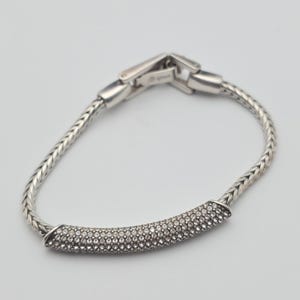 BRIGHTON 'Meridian Blaze' Bracelet Pavé Crystals Silver Plate Wheat Chain 7" image 9