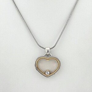 BRIGHTON 'Open Heart' Necklace Reversibe Crystal Accent Silver & Gold Plate 18" image 4