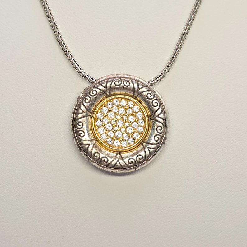BRIGHTON "Soldroppe" Halsband Vändbara Pave Kristaller Guld & Silverplätering 45 cm bild 1