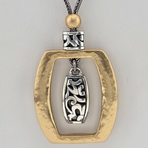 BRIGHTON 'Sensation' Necklace Scrollwork Hammered Gold & Silver Plate 20" image 2