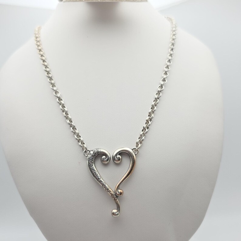 BRIGHTON 'Adore Me Heart' Necklace Open Heart Scrollwork Silver Plate 18" image 8