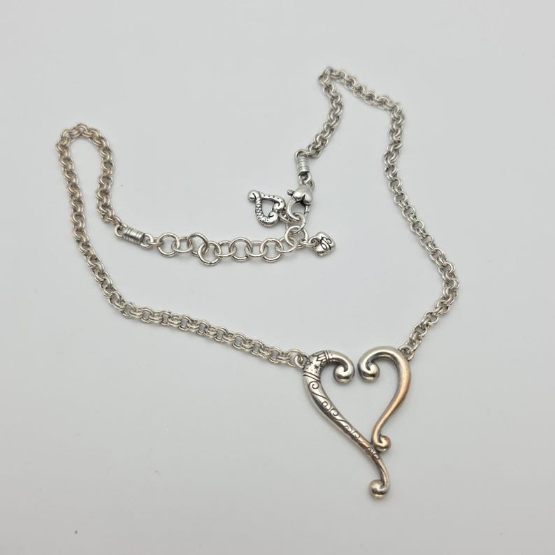 BRIGHTON 'Adore Me Heart' Necklace Open Heart Scrollwork Silver Plate 18" image 5