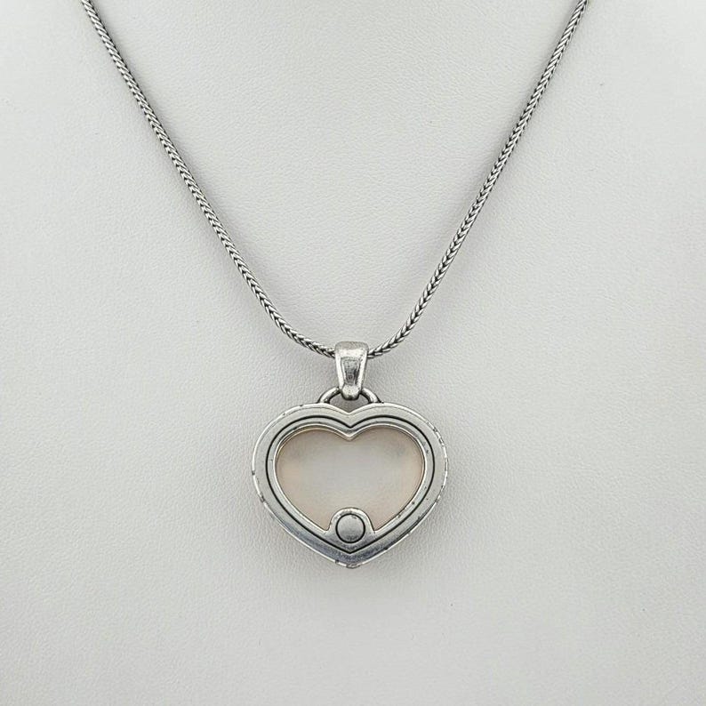 BRIGHTON 'Open Heart' Necklace Reversibe Crystal Accent Silver & Gold Plate 18" image 5