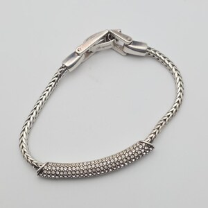BRIGHTON 'Meridian Blaze' Bracelet Pavé Crystals Silver Plate Wheat Chain 7" image 2