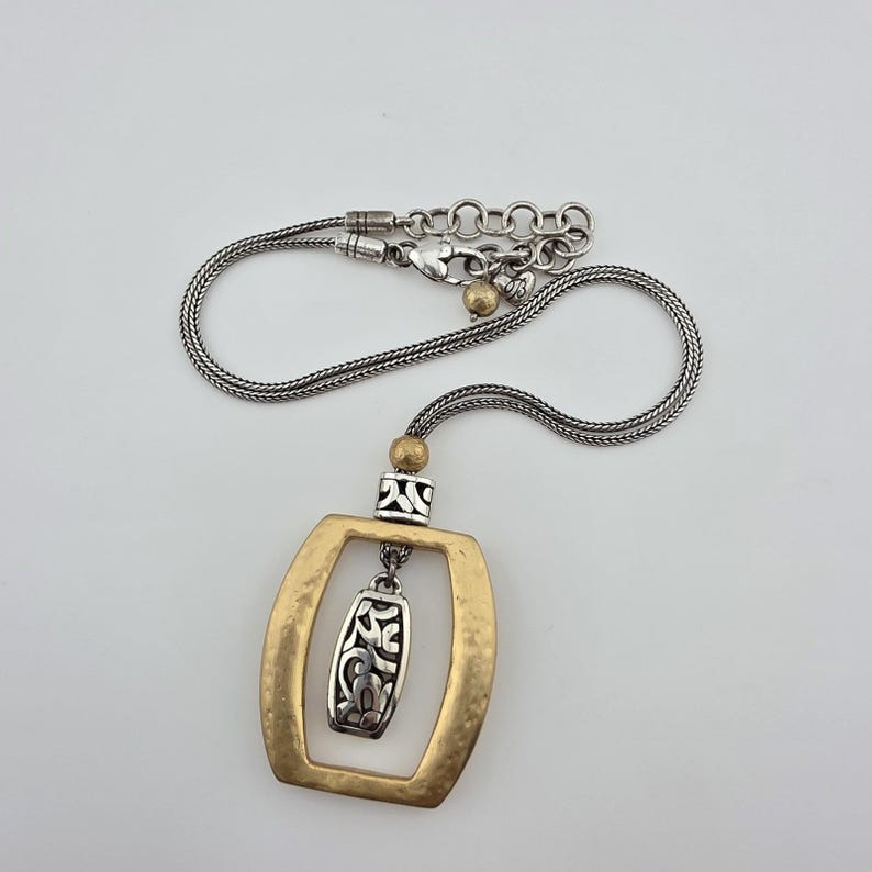 BRIGHTON 'Sensation' Necklace Scrollwork Hammered Gold & Silver Plate 20" image 3