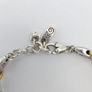 BRIGHTON "Celestial Blue" Bracelet Silver & Gold Plate Link Icy Blue Crystal 8" image 3