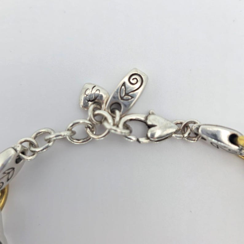 BRIGHTON "Celestial Blue" Bracelet Silver & Gold Plate Link Icy Blue Crystal 8" image 3