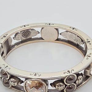 BRIGHTON 'Selene' Bangle Bracelet SWAROVSKI Crystal Studded Silver Plate 6.75" image 6