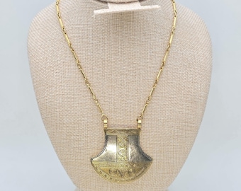 Vtg ACCESSOCRAFT NYC Halskette Statement Talisman Medaillon etruskische Gold Silber