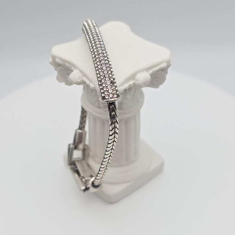 BRIGHTON 'Meridian Blaze' Bracelet Pavé Crystals Silver Plate Wheat Chain 7" image 7