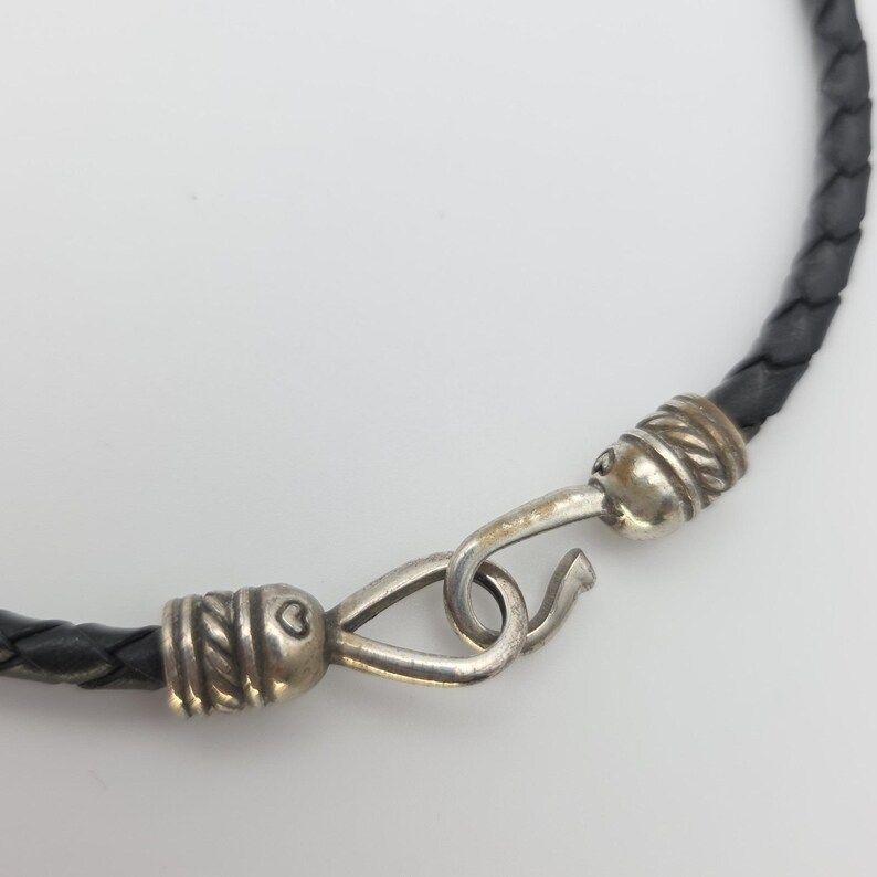 BRIGHTON Heart Pendant Necklace Gold Silver Plate Black Leather Braided Cord 16" image 6